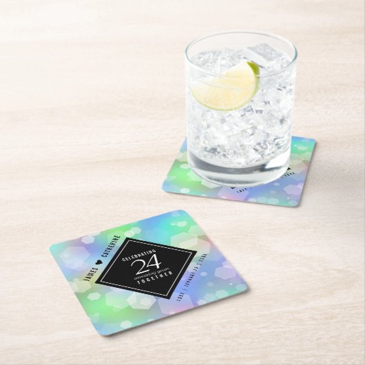 24エレガントth Opalの結婚記念日お祝い スクエアペーパーコースター (インサイチュ)
