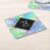 24エレガントth Opalの結婚記念日お祝い スクエアペーパーコースター (アングル)