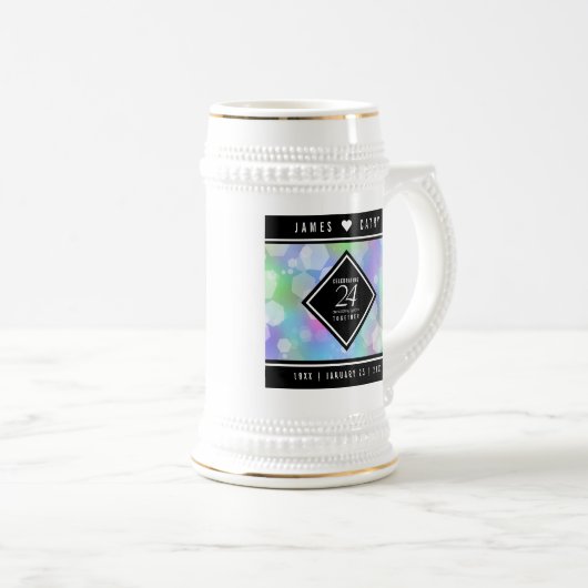 24エレガントth Opalの結婚記念日お祝い ビールジョッキ (正面右)