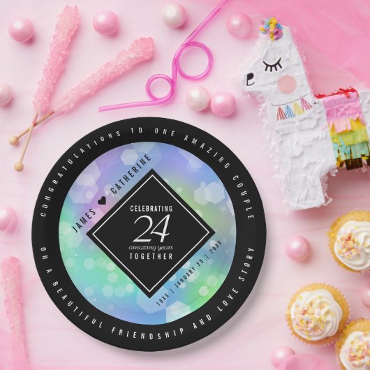 24エレガントth Opalの結婚記念日お祝い ペーパープレート (パーティー)