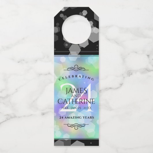 24エレガントth Opalの結婚記念日お祝い ボトルネックタグ (正面)