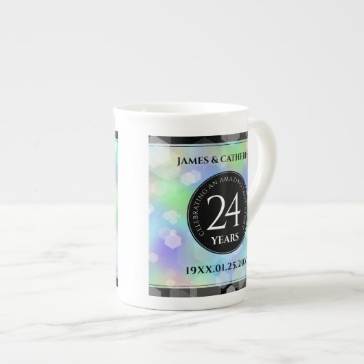 24エレガントth Opalの結婚記念日お祝い ボーンチャイナマグカップ (正面右)