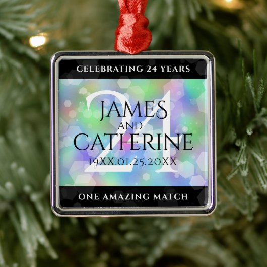 24エレガントth Opalの結婚記念日お祝い メタルオーナメント (ツリー)