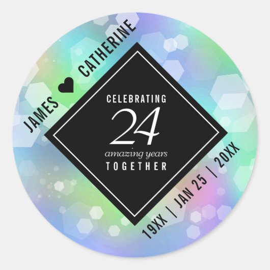 24エレガントth Opalの結婚記念日お祝い ラウンドシール (正面)