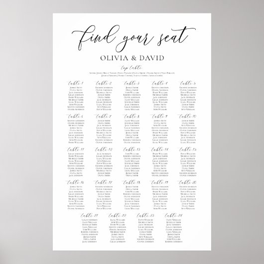 24テーブエレガントルが座席表を見つける ポスター (正面)