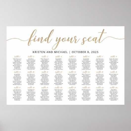 24テーブル席の座席表プランを見つける ポスター (正面)