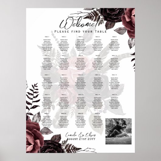 24テーブル座席表（名前あり）、PHOTO Welcome ポスター (正面)