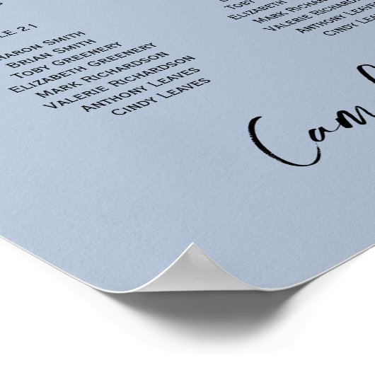 24テーブル素朴ほこりっぽい青い写真の座席表 ポスター (角)