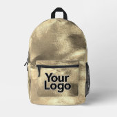 24フェイクK金ゴールドリーフきらきら光るGlamプロフェッショナルロゴ プリントバックパック (正面)