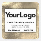 24フェイクk金ゴールドリーフプロフェッショナルロゴ製品ラベル スクエアシール (正面)