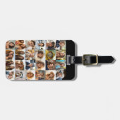 24フォトコラージグリッド – 黒と白の文字 ラゲッジタグ (正面横)