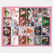 24フォトコラージュスタイリッシュピンク フリースブランケット (正面(横))