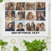 24フォトコラージュ – カスタム文字 – 白黒 キッチンタオル (折り畳み)