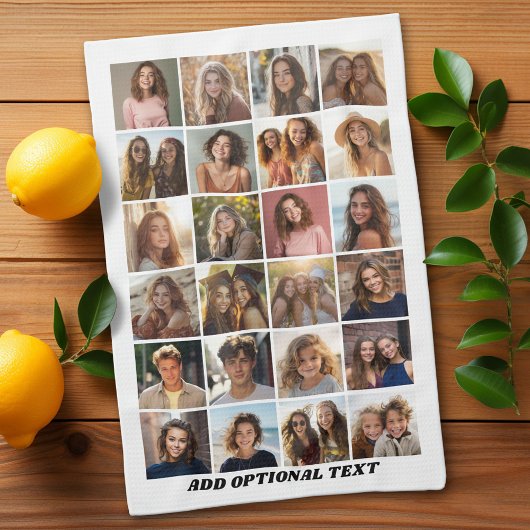 24フォトコラージュ – カスタム文字 – 白黒 キッチンタオル