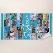 24フォトパーソナライズされたコラージュカスタムカラー ビーチタオル (正面)