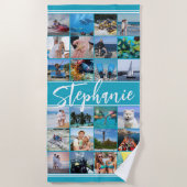 24フォトパーソナライズされたコラージュカスタムカラー ビーチタオル (正面)