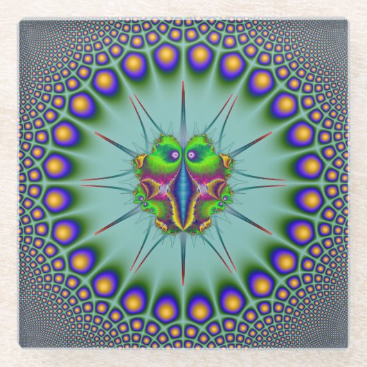 24ポイント円形フレームのタグ付けバグ ガラスコースター (正面)