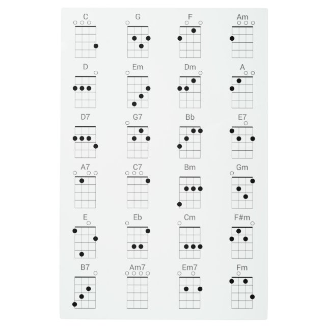 24共通ウクレレ和音図 – UKEカートシートP メタルプリント (正面)