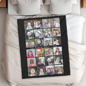 24写真テンプレートコラージュとカスタム文字 フリースブランケット