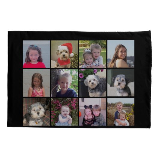 24写真テンプレートコラージュとカスタム文字 枕カバー (裏面)