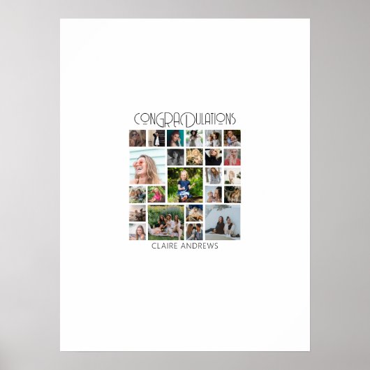 24写真パーソナライズされたコラージュの卒業署名 ポスター (正面)