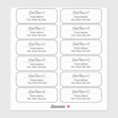24名のゲスト名クリアラベル シール (シート)