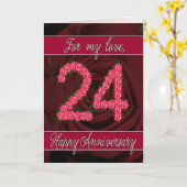 24周年記念カード(バラと葉付き) カード (黄色い花)