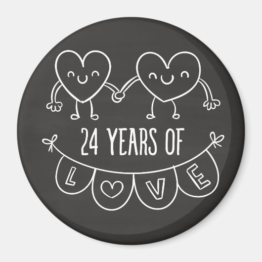 24周年記念ギフトチョークハート マグネット (正面)