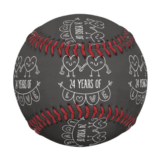 24周年記念ギフトチョークハート 野球ボール (正面)