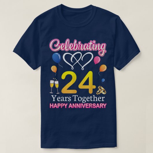 24周年記念日おめでとう Tシャツ (デザイン正面)