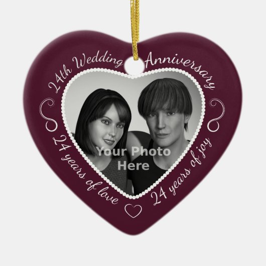 24周年記念結婚写真 セラミックオーナメント (正面)