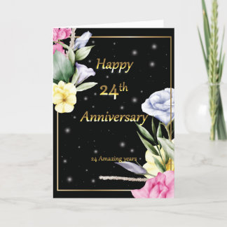 24周年記念結婚金のグリーティングカード サンキューカード