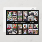 24家族とコラージュ日付 – 黒 シーズンポストカード (正面/裏面)