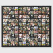 24家族モダン写真コラージュとイニシャル&名前 ラッピングペーパー (フラット)