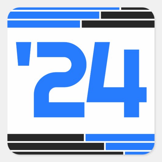 24年卒業のブルー&ブラックのクラス スクエアシール (正面)