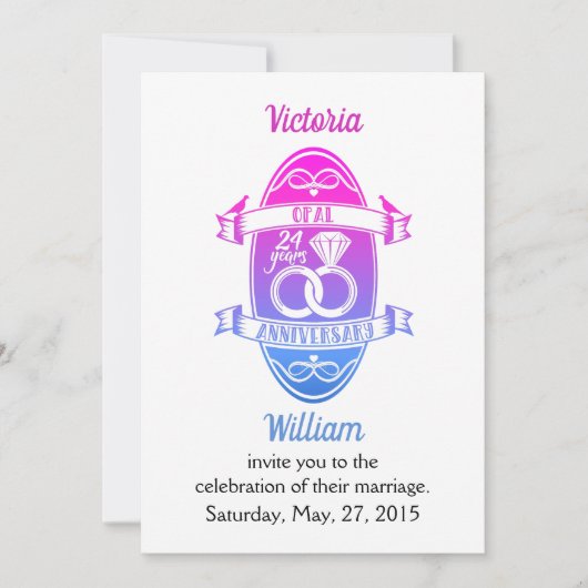 24年目のオパール 24周年記念の伝統的なデザイン 招待状 (正面)