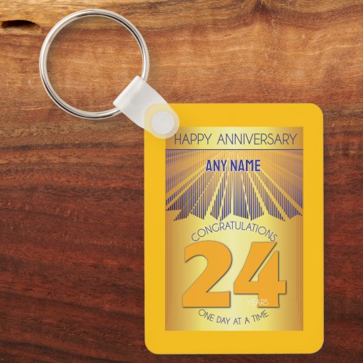 24年間の節酒記念日 ゴールデンレイ12ステップ キーホルダー (正面)