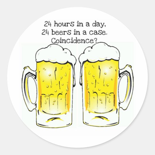 「24時間の一日…」「24発のビールがケース…コイン ラウンドシール (正面)