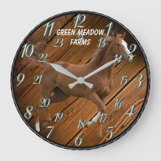 24時間ダイヤル付き馬 ラージ壁時計