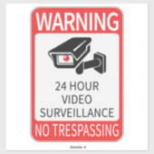 24時間ビデオ監視サイン シール (シート)