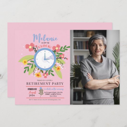 24時間休みの女性のフローラおもしろい写真 招待状 (正面/裏面)