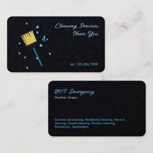 24時間体制の清掃サービス 名刺 (正面/裏面)
