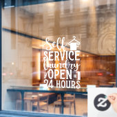 24時間営業のセルフサービスランドリー ウィンドウサイン (カフェ窓)
