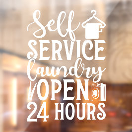 24時間営業のセルフサービスランドリー ウィンドウサイン
