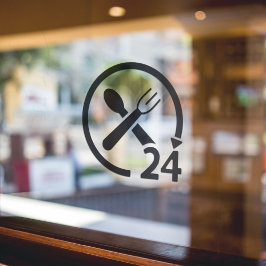 24時間営業のレストラン用ブラックウィンドウクリング ウィンドウサイン