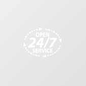 24時間営業サービス時間帯 白透明 ウィンドウサイン (シート)