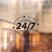 24時間営業 黒いビジネス営業時間ステッカー ウィンドウサイン (シート2)