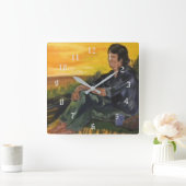 24時間早朝/スタート スクエア壁時計 (ホーム)