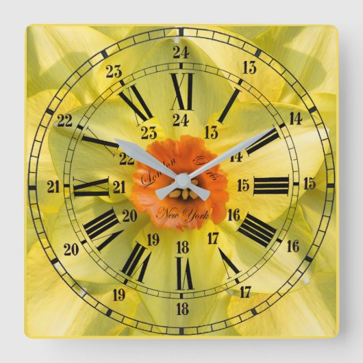 24時間花 スクエア壁時計 (正面)