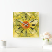 24時間花 スクエア壁時計 (ホーム)